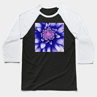 Abstract Blue Dahlia Bloom Baseball T-Shirt